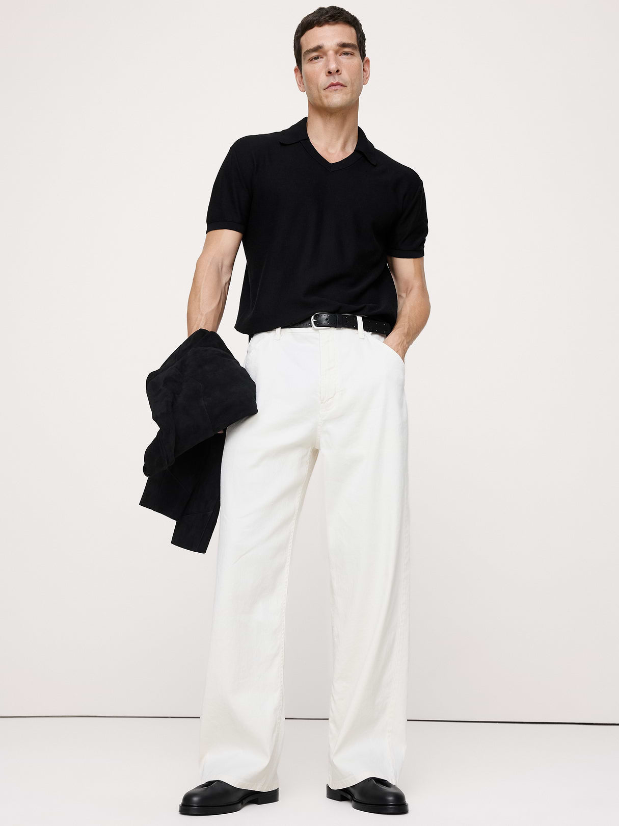 Cotton Sweater Polo - Black