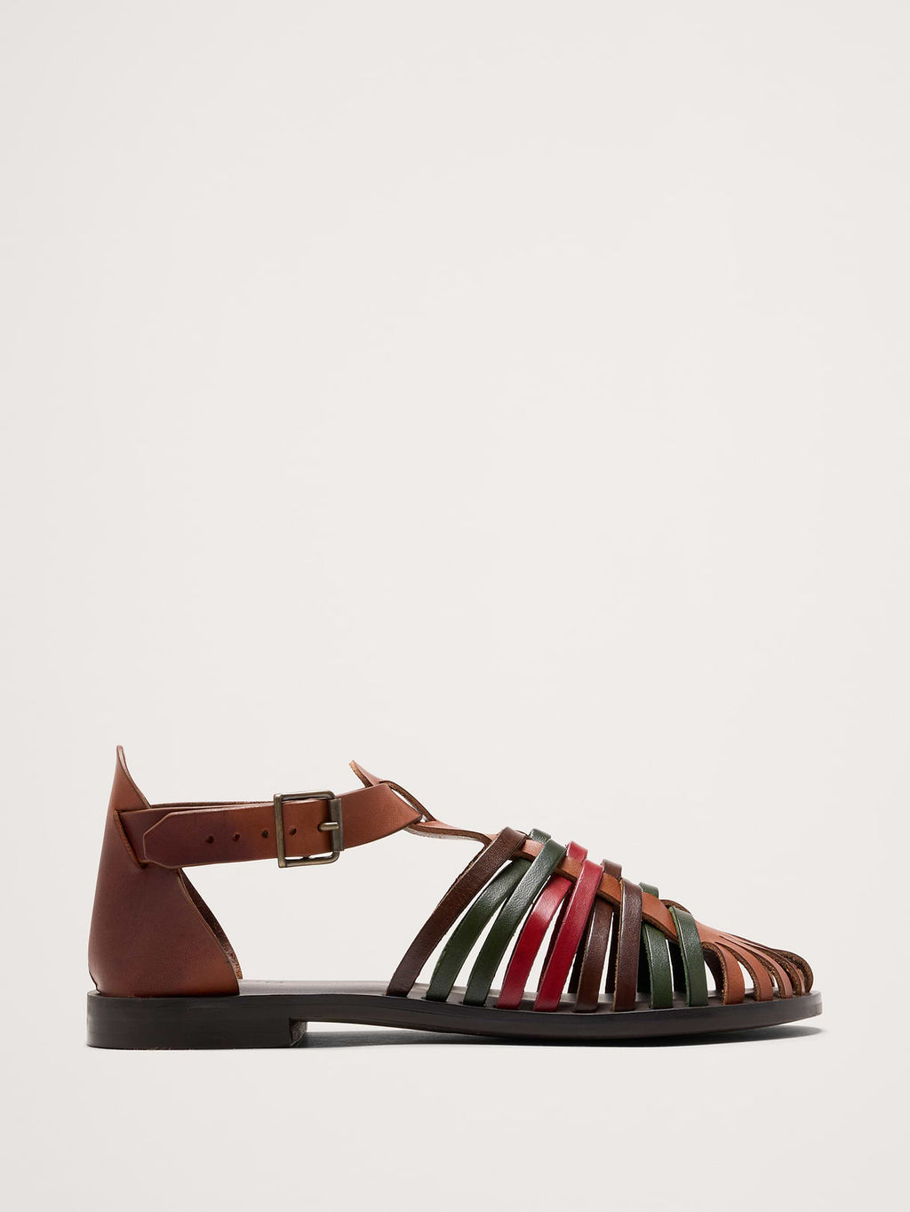 Braided Italian Leather Fisherman Sandal - Brown Multi
