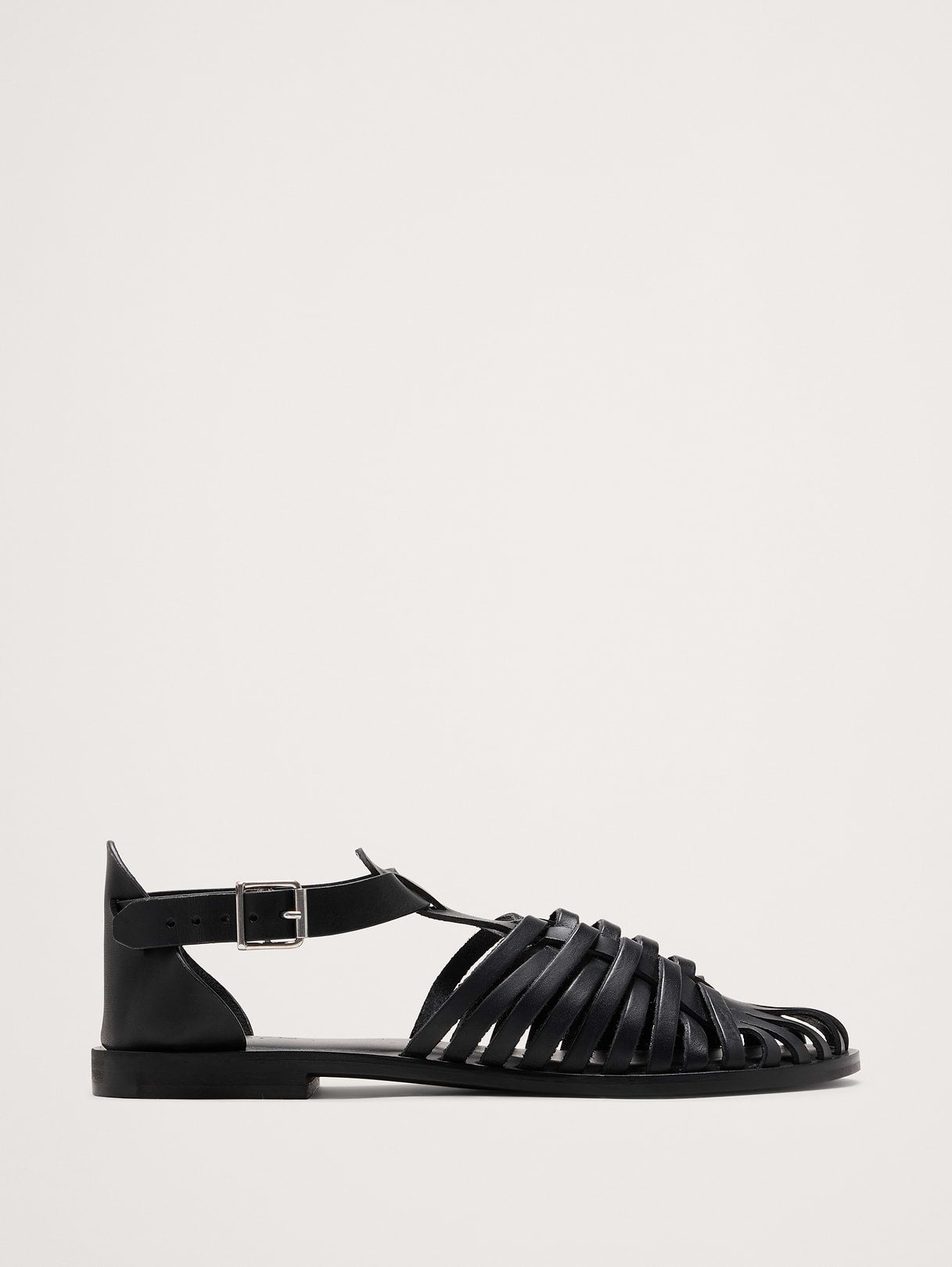 Braided Italian Leather Fisherman Sandal - Black
