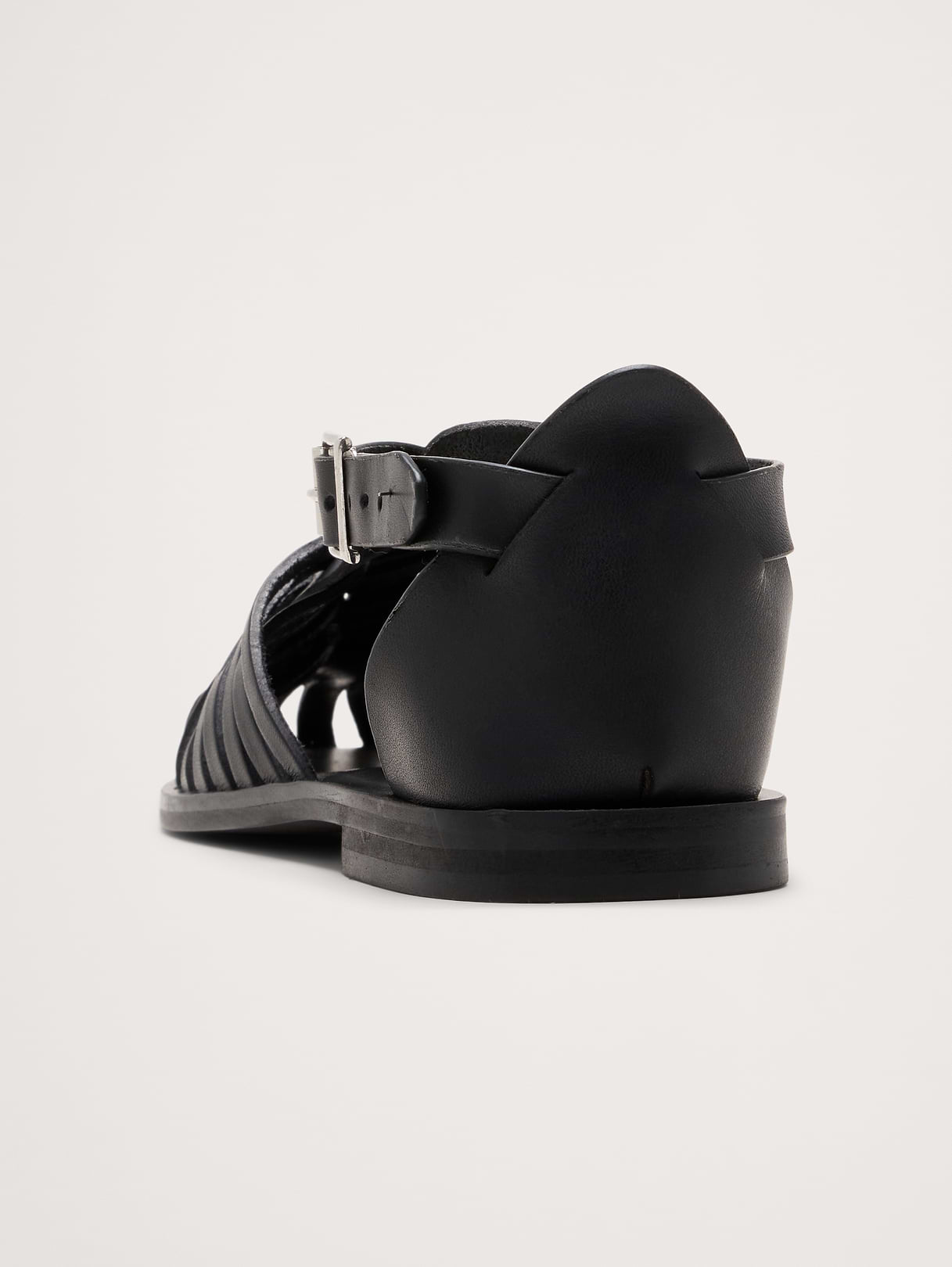Braided Italian Leather Fisherman Sandal - Black