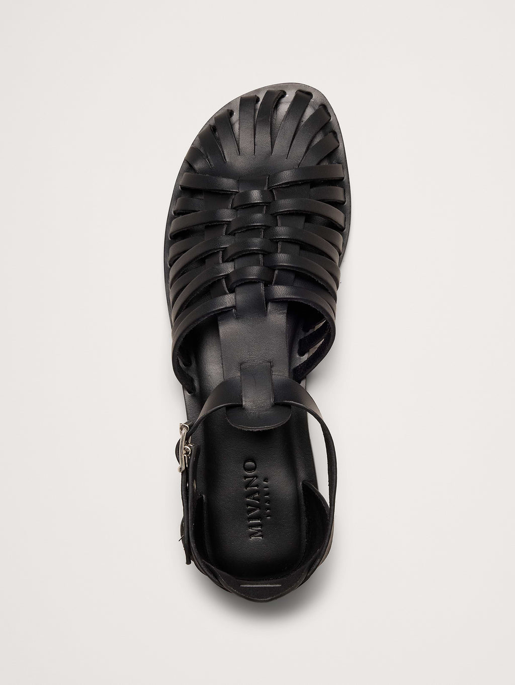 Braided Italian Leather Fisherman Sandal - Black