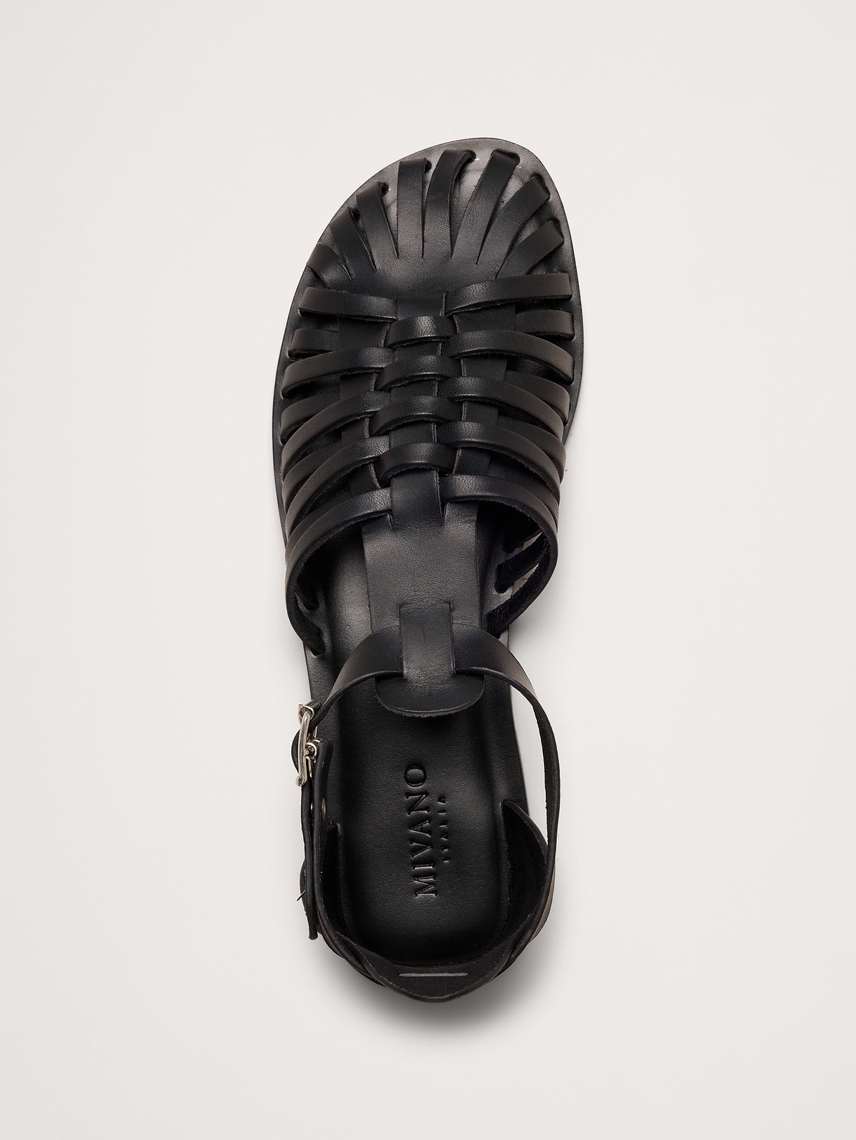 Braided Italian Leather Fisherman Sandal - Black