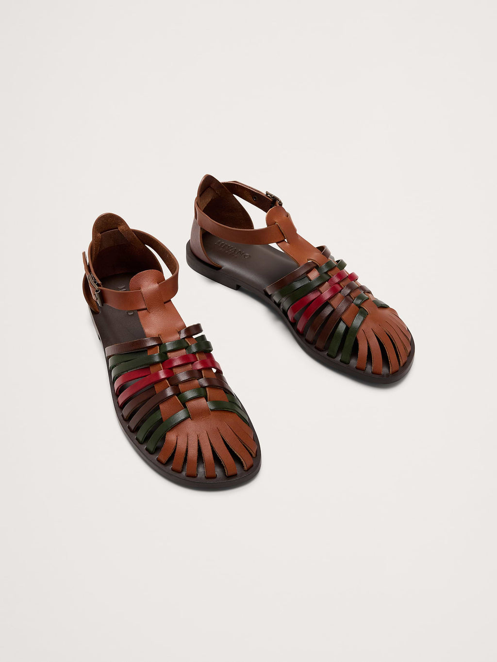 Braided Italian Leather Fisherman Sandal - Brown Multi