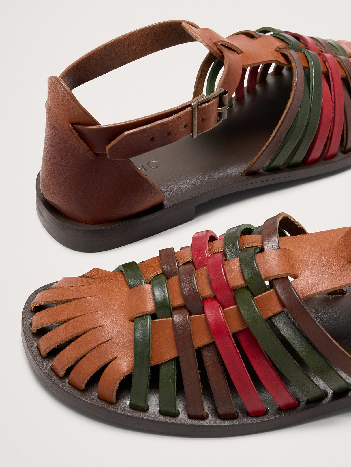Braided Italian Leather Fisherman Sandal - Brown Multi