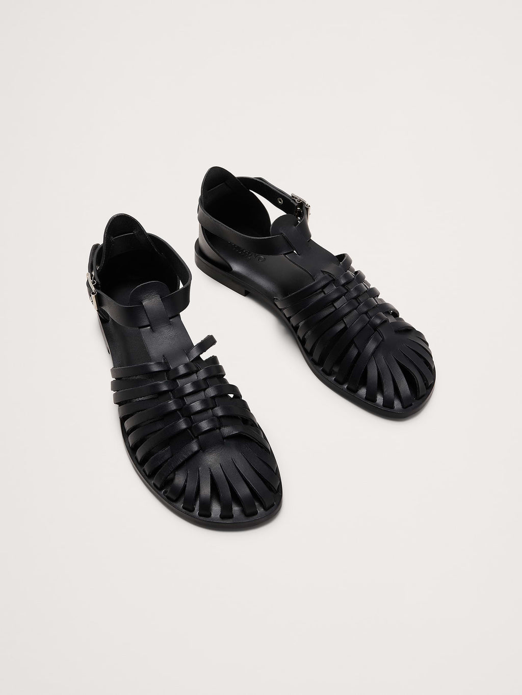 Braided Italian Leather Fisherman Sandal - Black