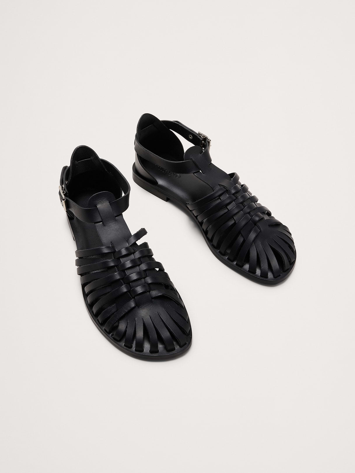 Braided Italian Leather Fisherman Sandal - Black