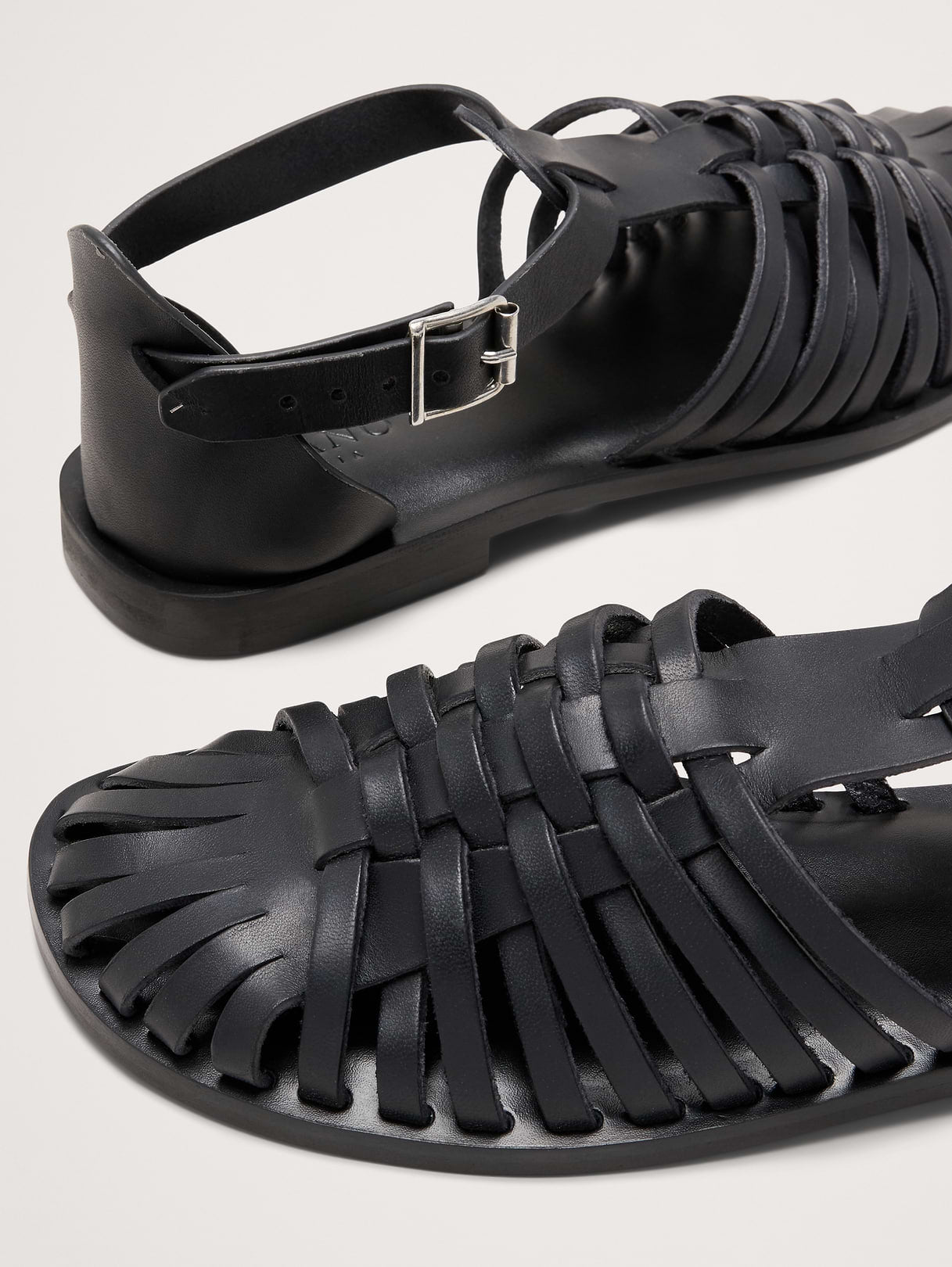 Braided Italian Leather Fisherman Sandal - Black