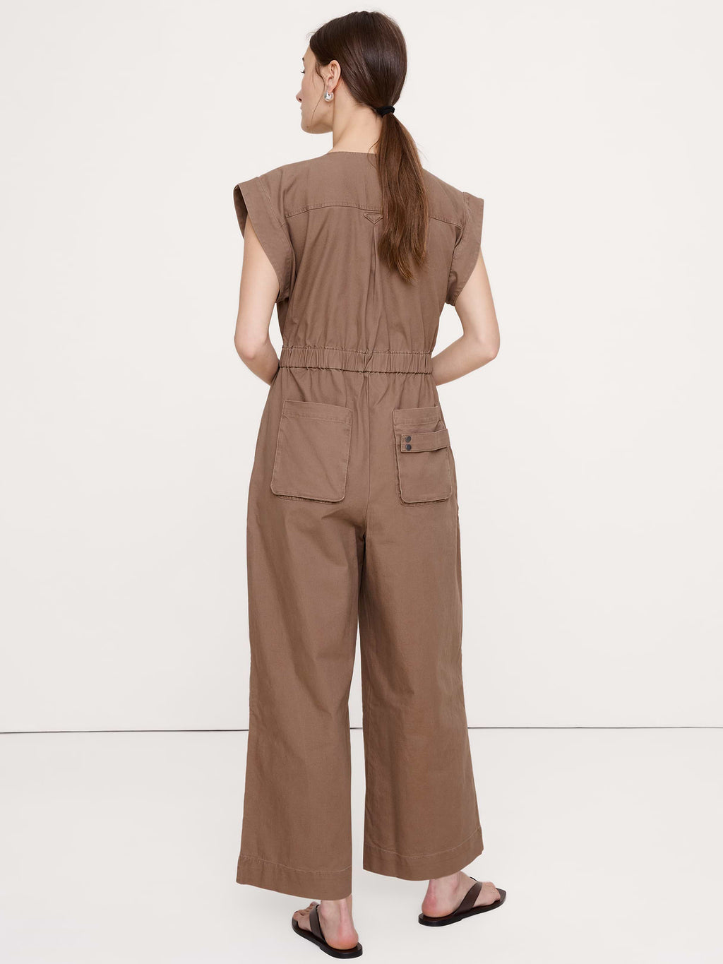 Cotton Canvas Utility Jumpsuit - Shitake Taupe