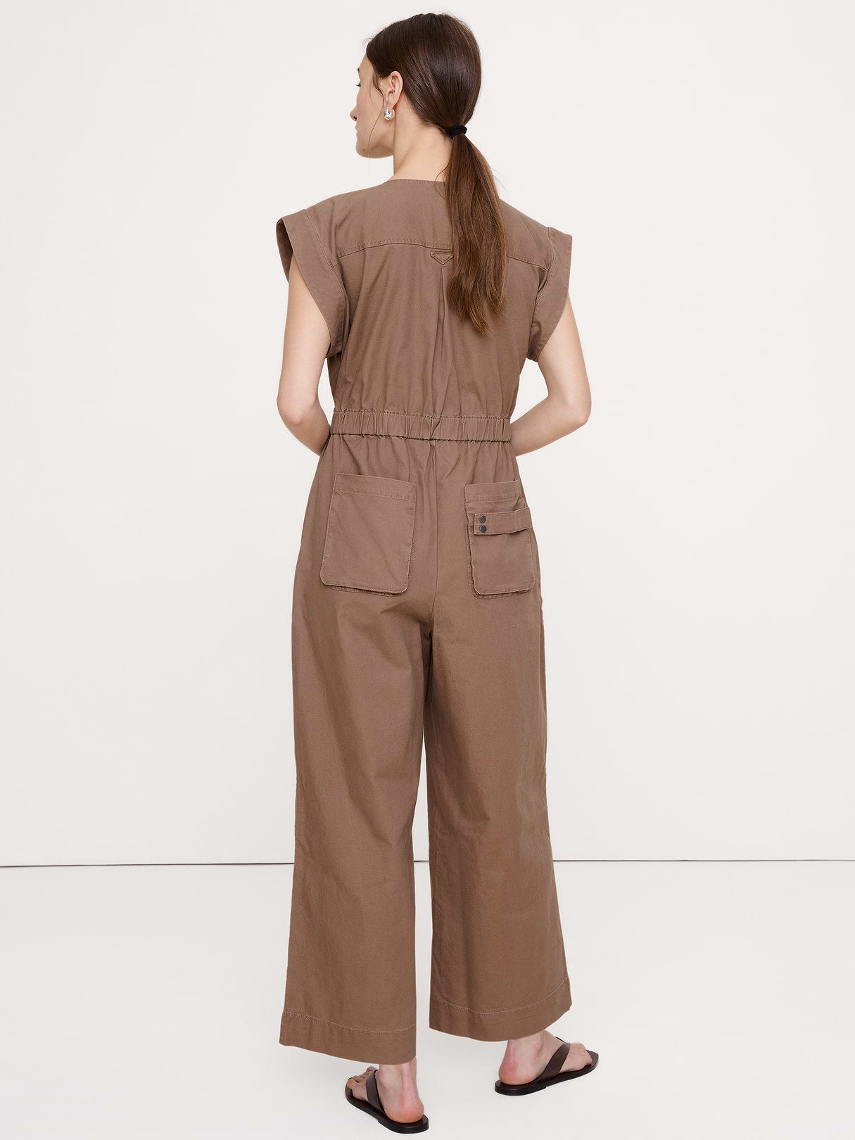Cotton Canvas Utility Jumpsuit - Shitake Taupe
