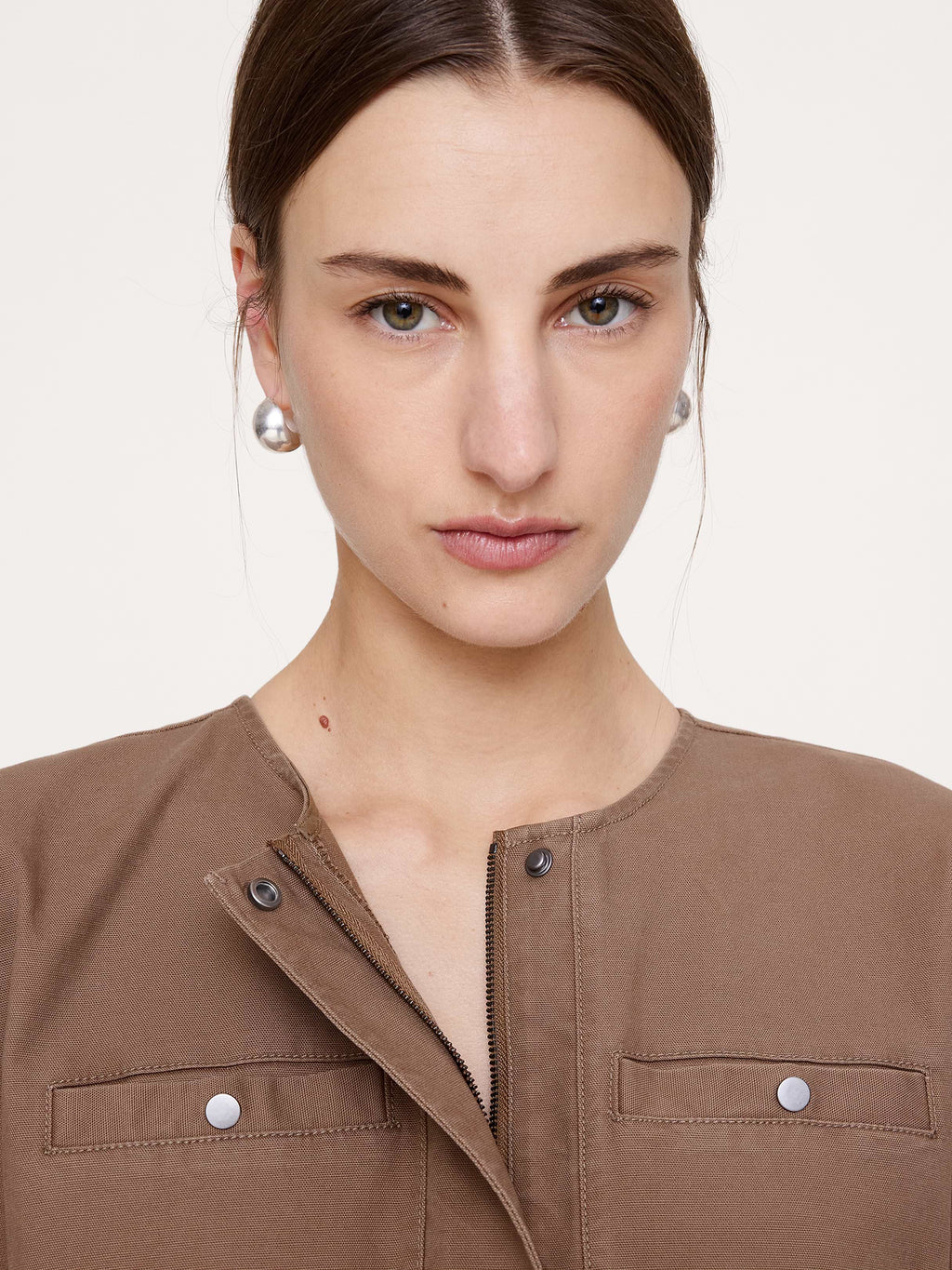 Cotton Canvas Utility Jumpsuit - Shitake Taupe