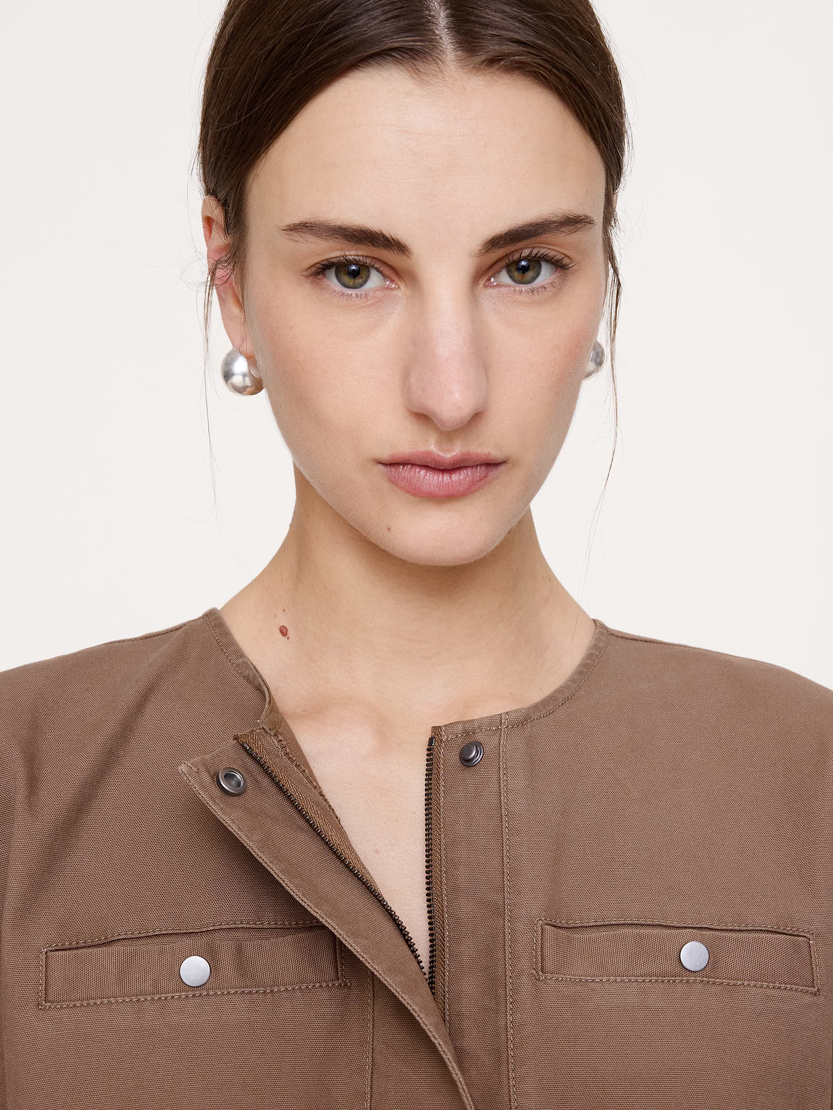 Cotton Canvas Utility Jumpsuit - Shitake Taupe