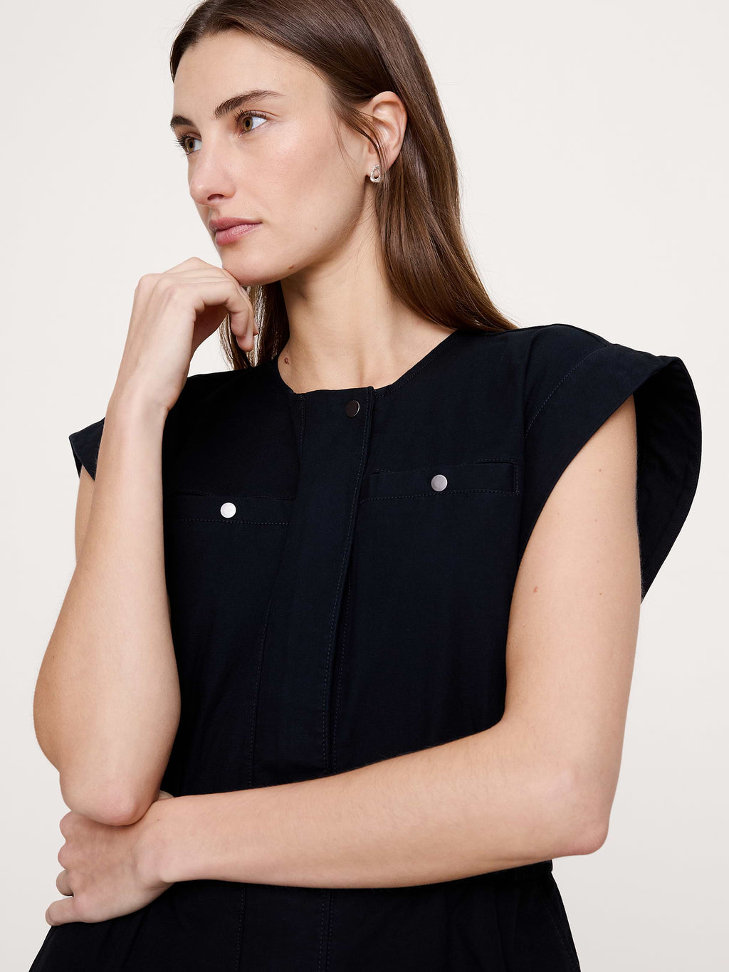 Cotton Canvas Utility Jumpsuit - Black