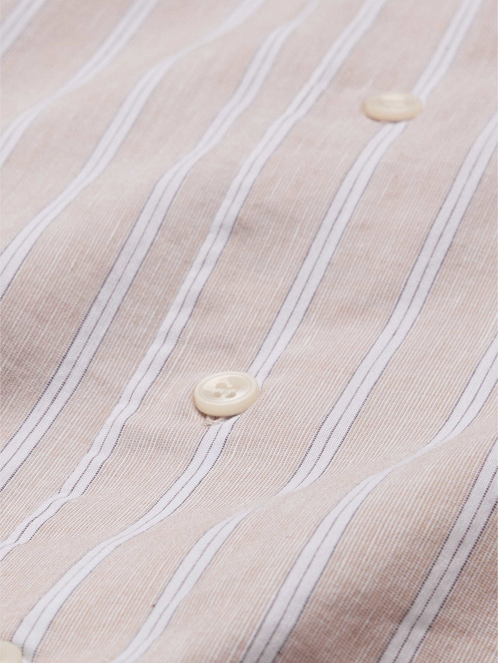 Slim-Fit Linen-Cotton Dress Shirt - Khaki Beige Stripe