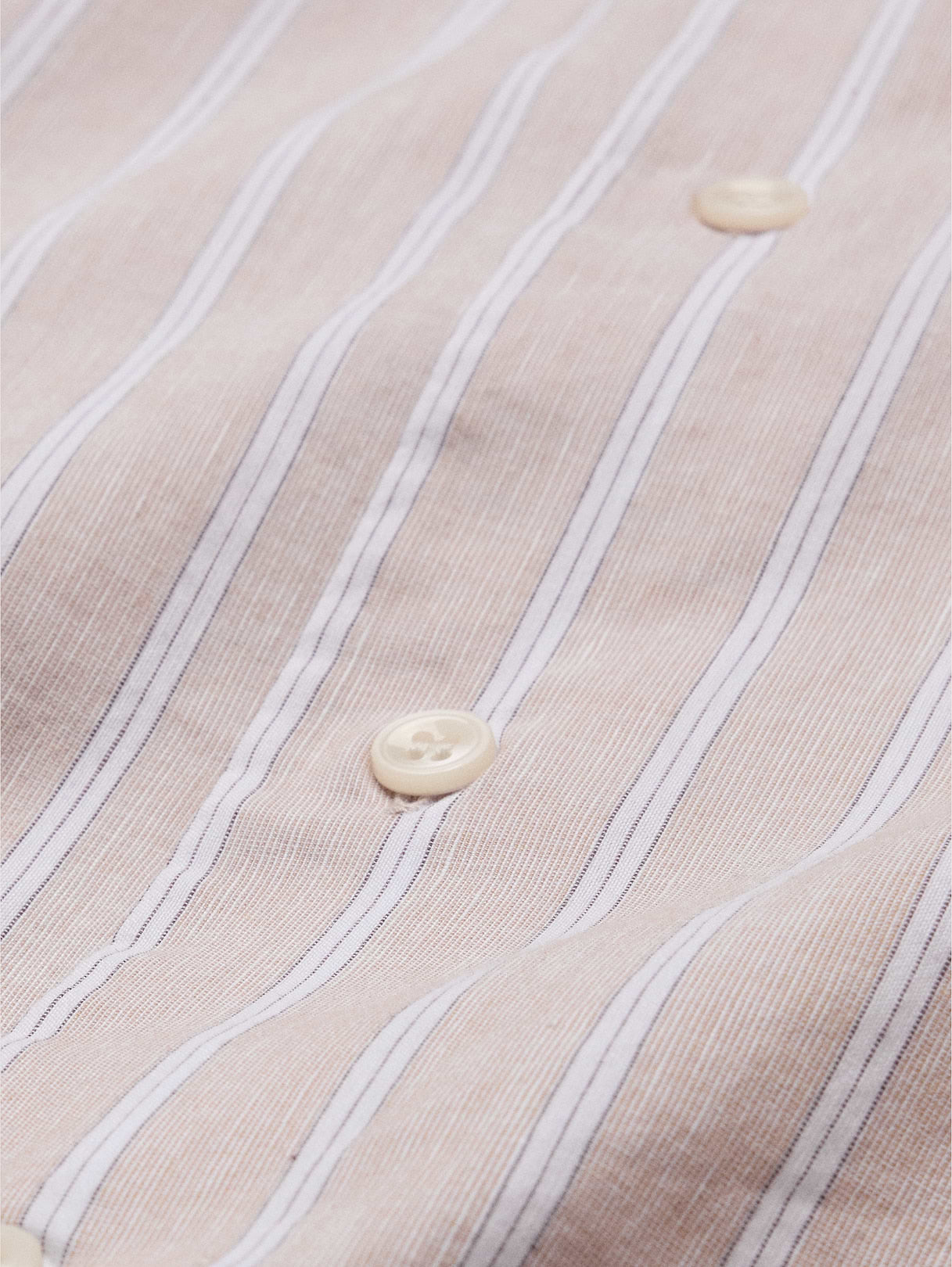 Slim-Fit Linen-Cotton Dress Shirt - Khaki Beige Stripe