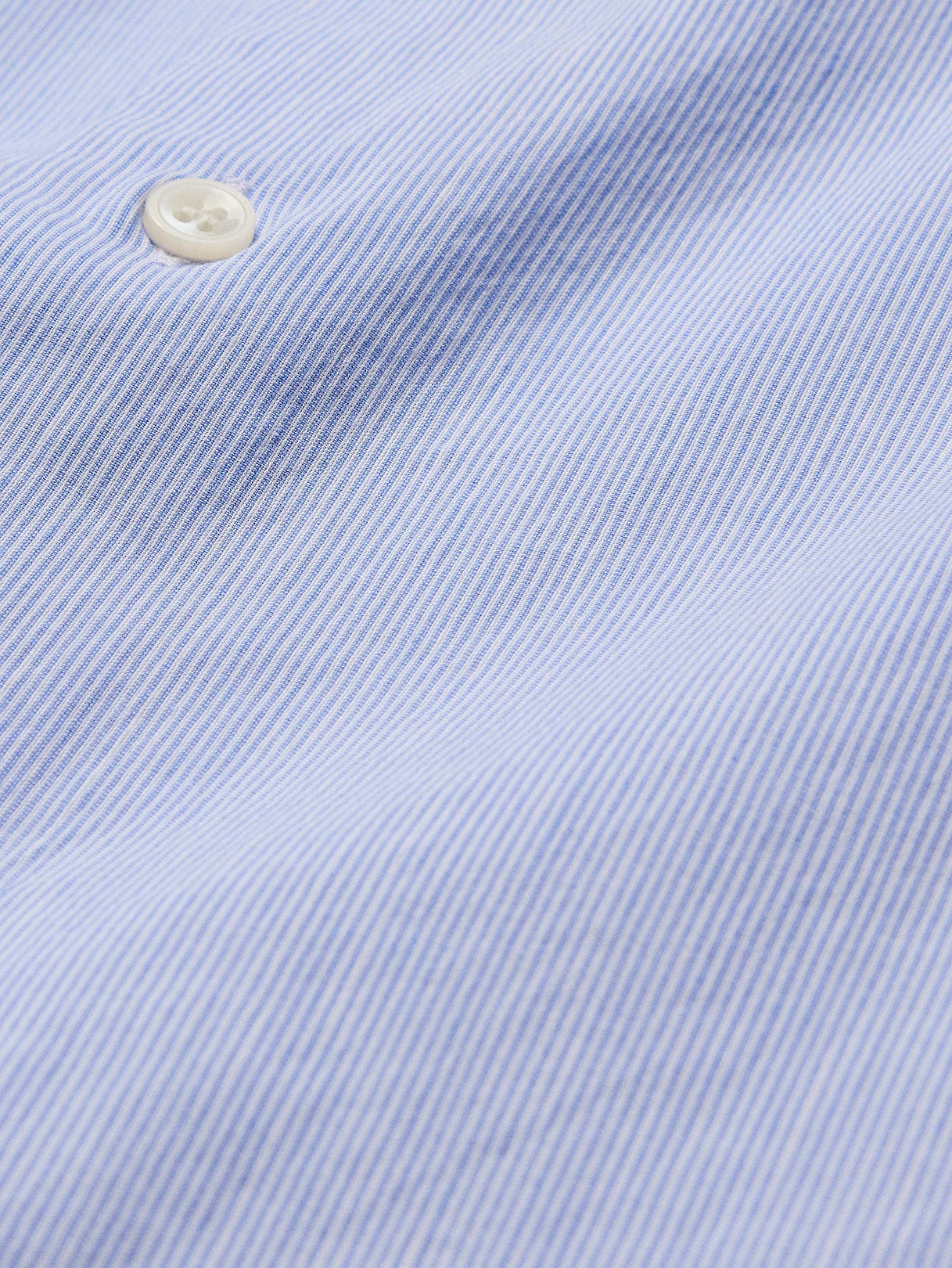 Slim-Fit Linen-Cotton Dress Shirt - Blue Mini Stripe