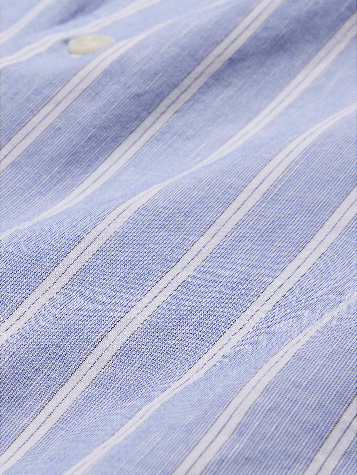 Slim-Fit Linen-Cotton Dress Shirt - Blue & White Stripe