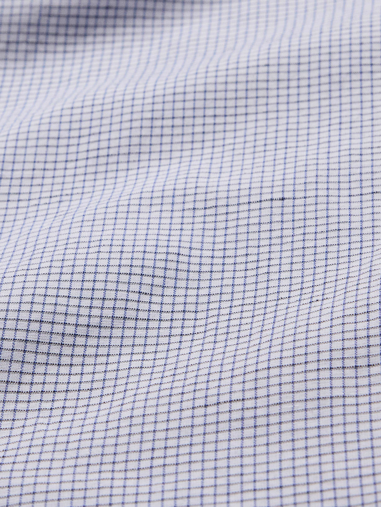 Slim-Fit Linen-Cotton Dress Shirt - Blue Grid