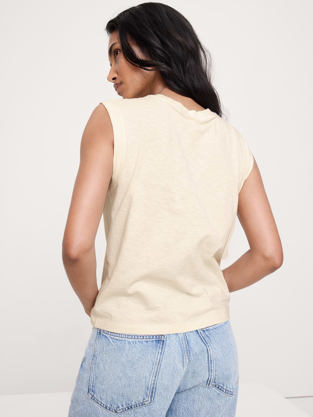 Cotton Slub Tank - Mother of Pearl Beige