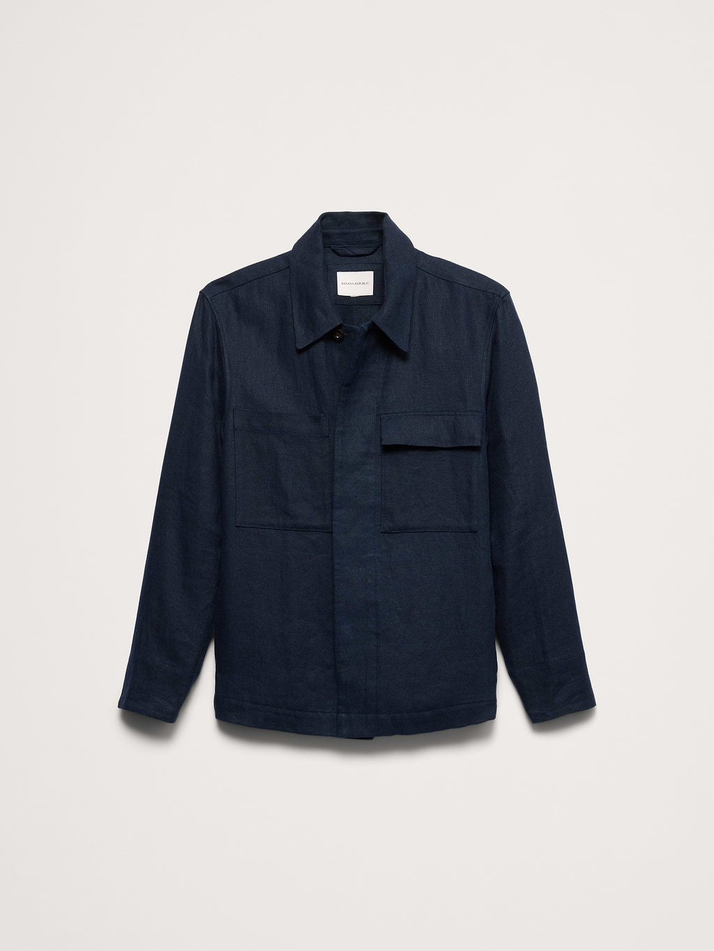 Linen Four-Pocket Shirt Jacket - Dark Navy Blue