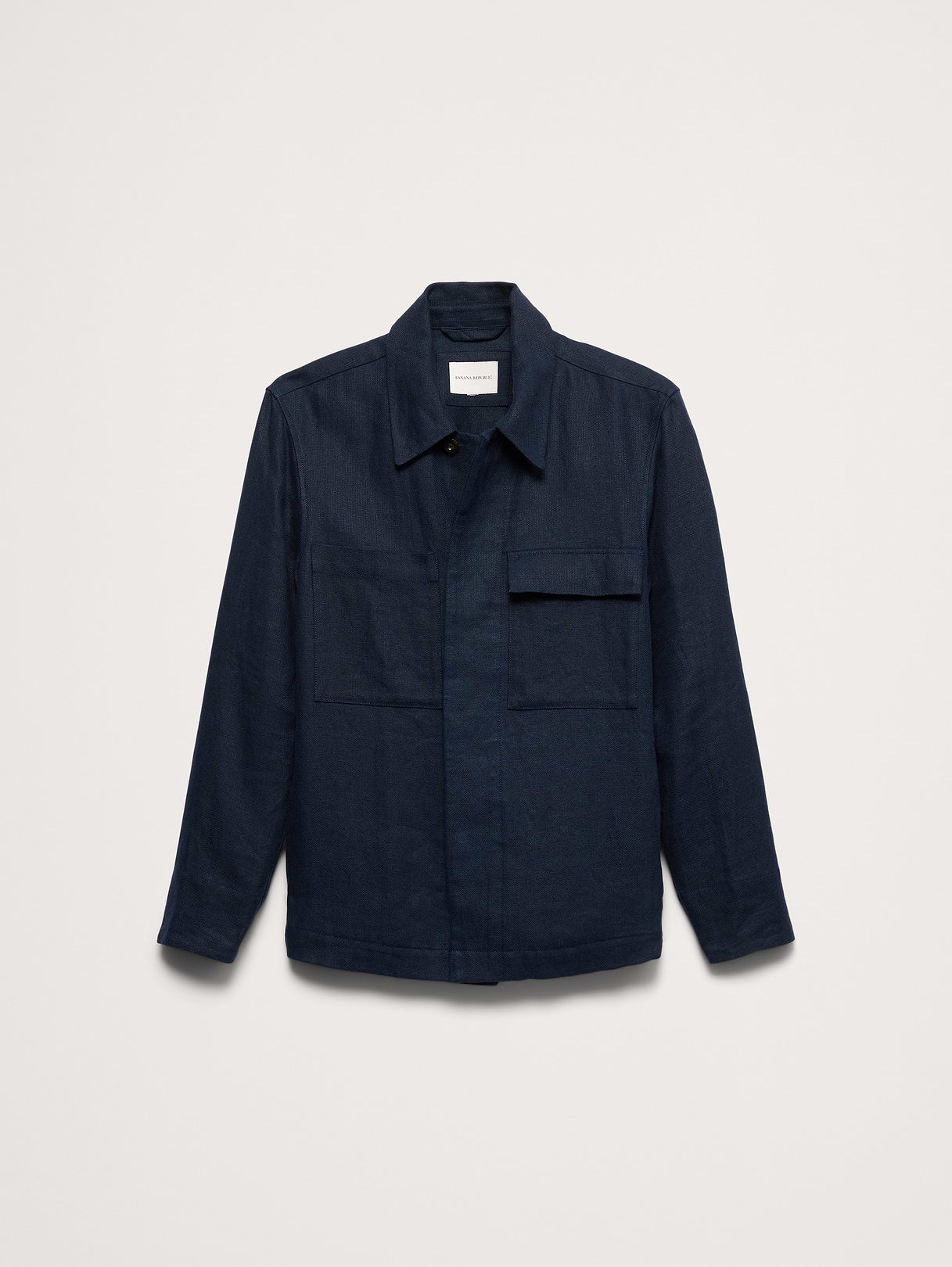 Linen Four-Pocket Shirt Jacket - Dark Navy Blue