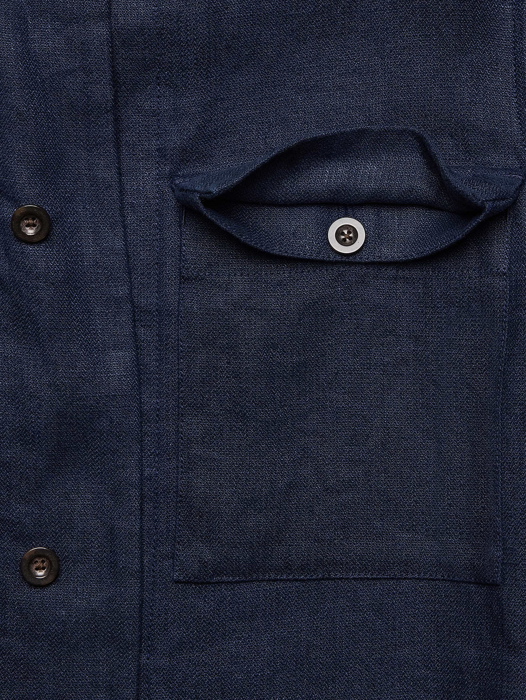 Linen Four-Pocket Shirt Jacket - Dark Navy Blue
