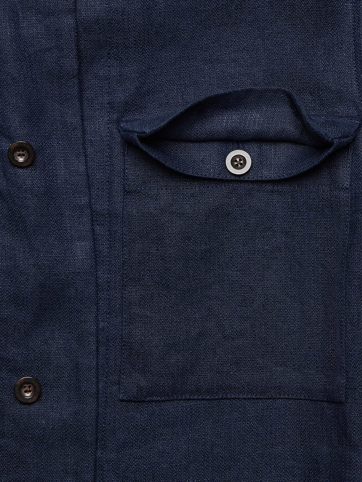 Linen Four-Pocket Shirt Jacket - Dark Navy Blue