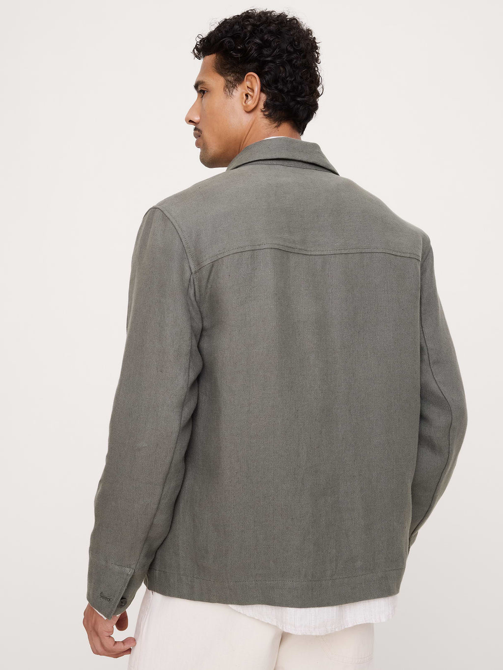 Linen Four-Pocket Shirt Jacket - Dark Olive Green