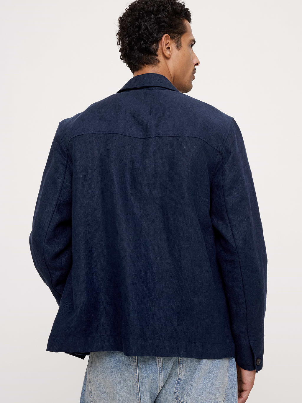 Linen Four-Pocket Shirt Jacket - Dark Navy Blue