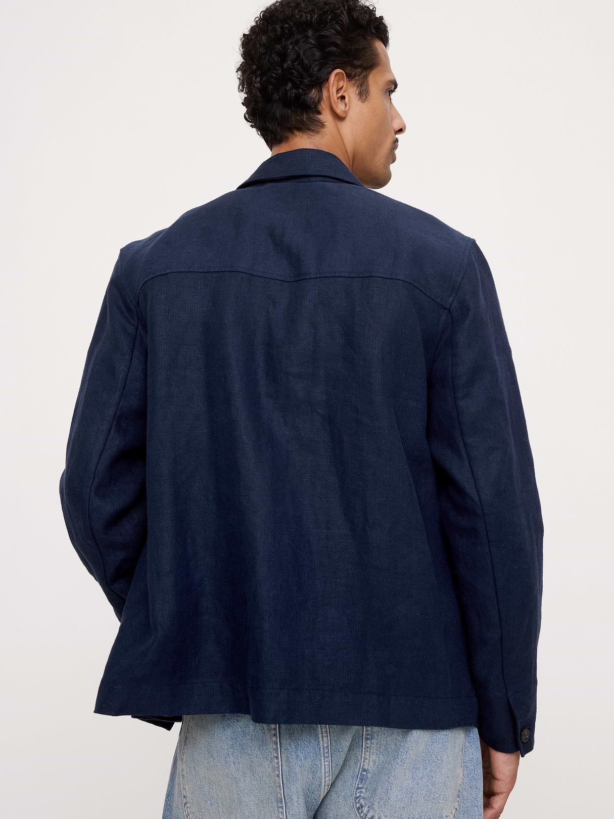 Linen Four-Pocket Shirt Jacket - Dark Navy Blue