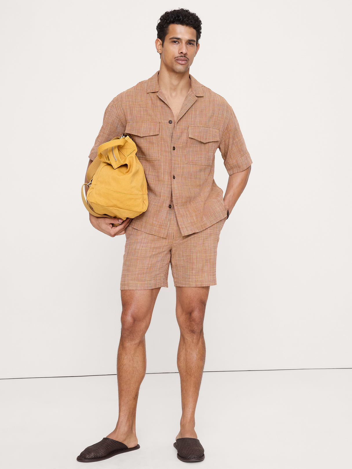 Relaxed-Fit Cotton Resort Shirt - Red Texture