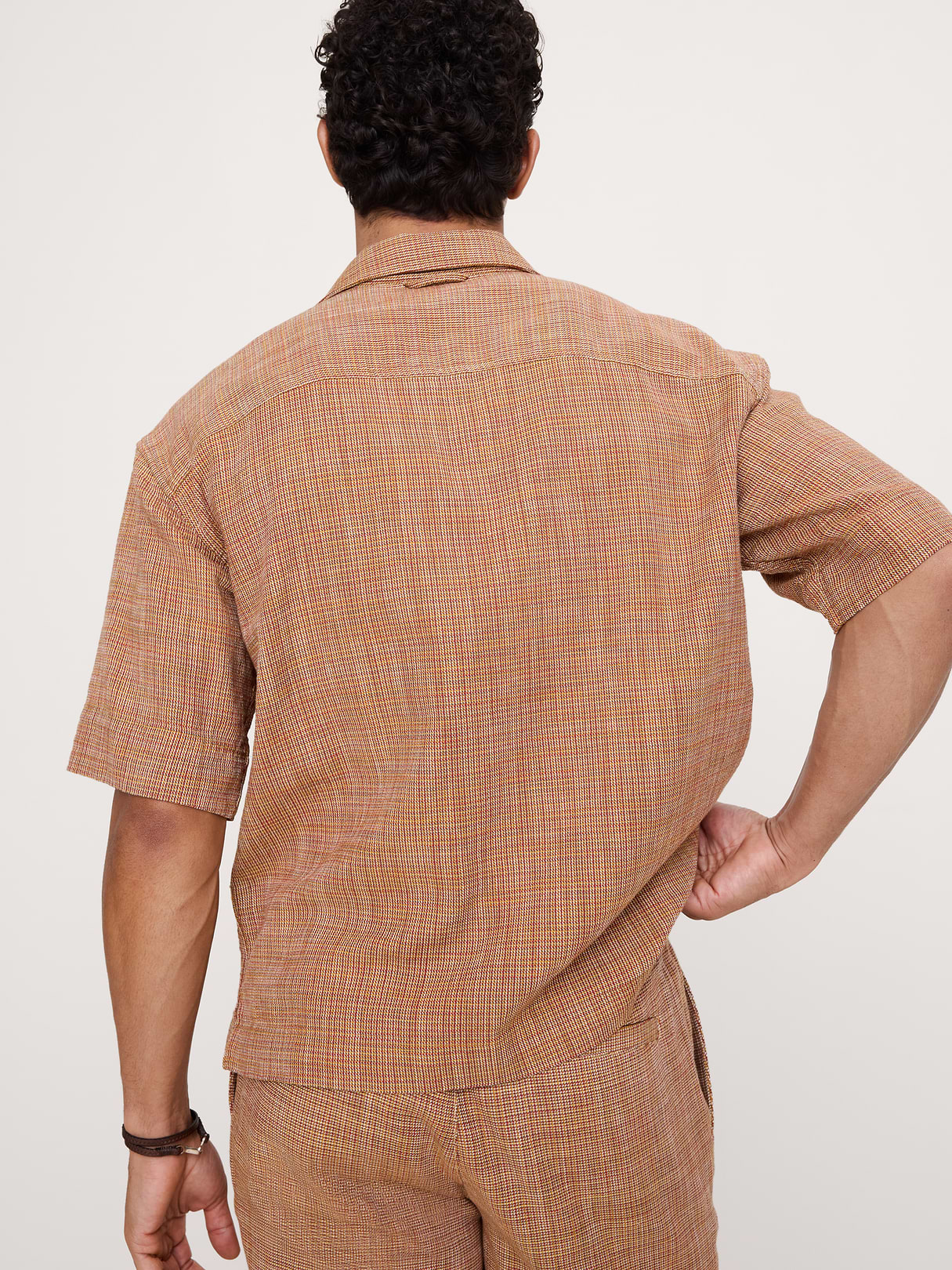 Relaxed-Fit Cotton Resort Shirt - Red Texture