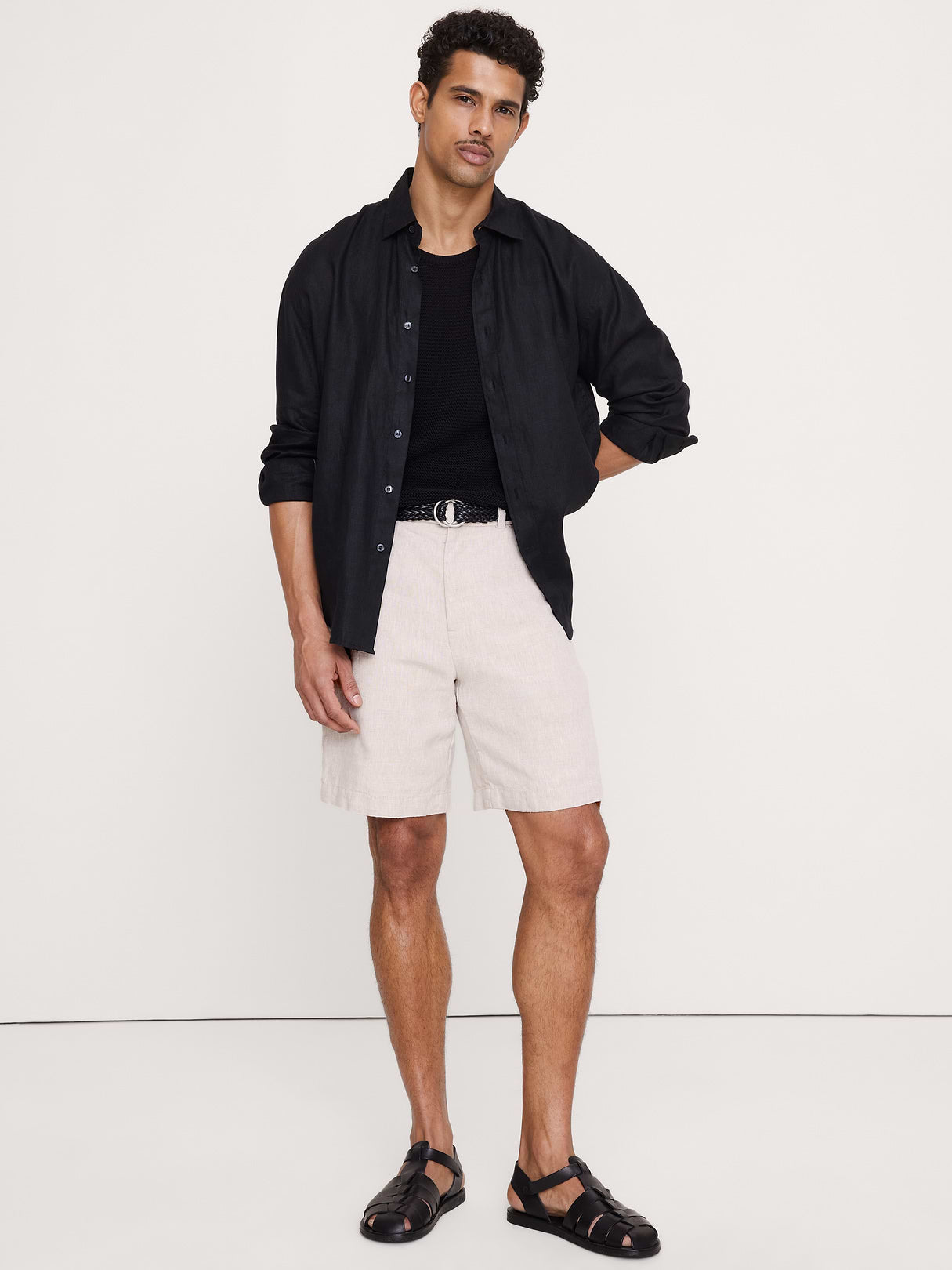 9" Linen Short - Stone Beige