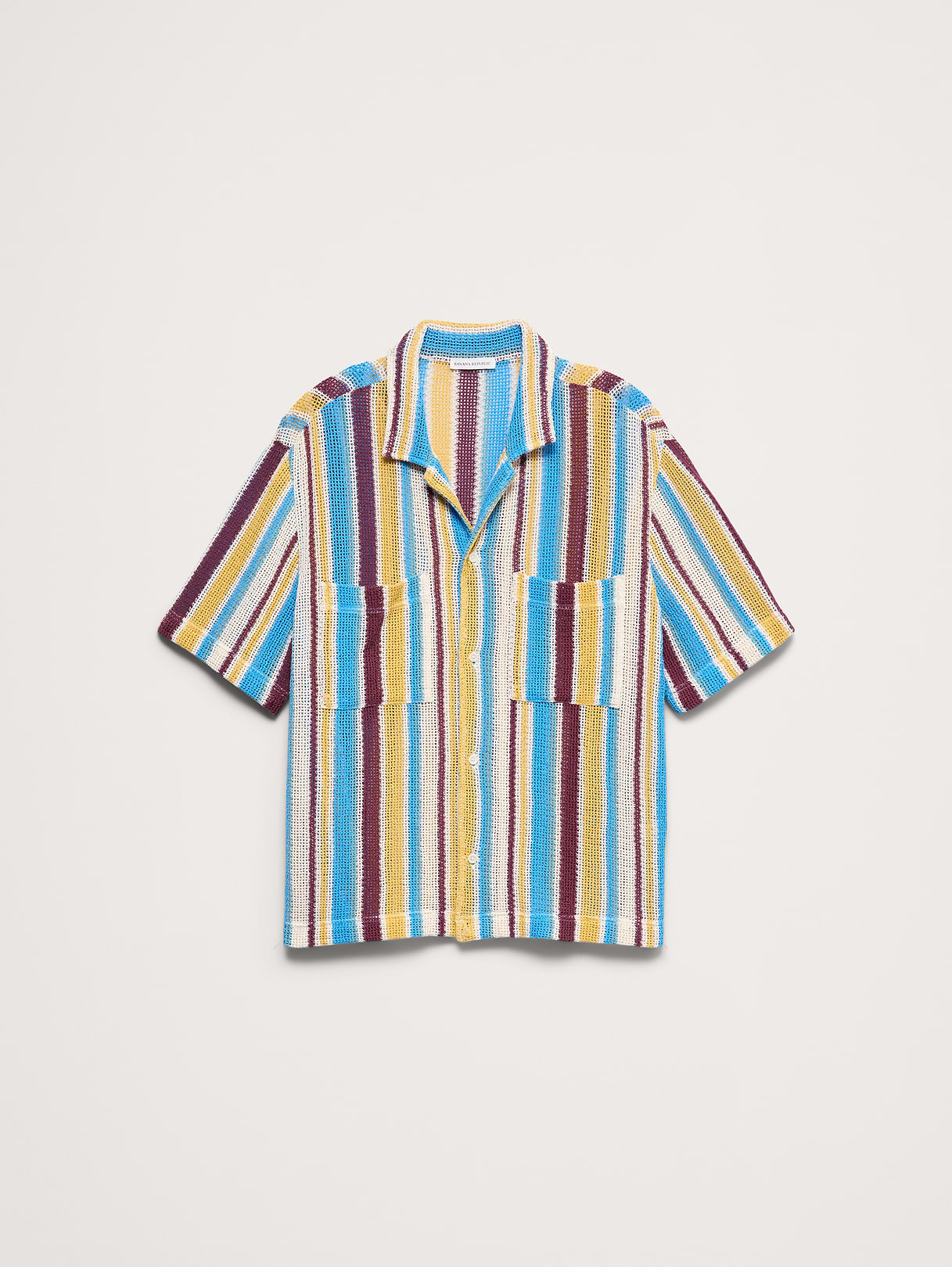 Cotton Mesh Resort Shirt - Multi Stripe