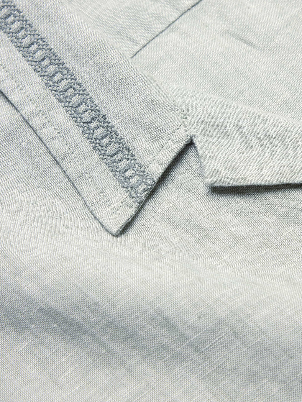 Standard-Fit Embroidered Linen Resort Shirt - Light Green