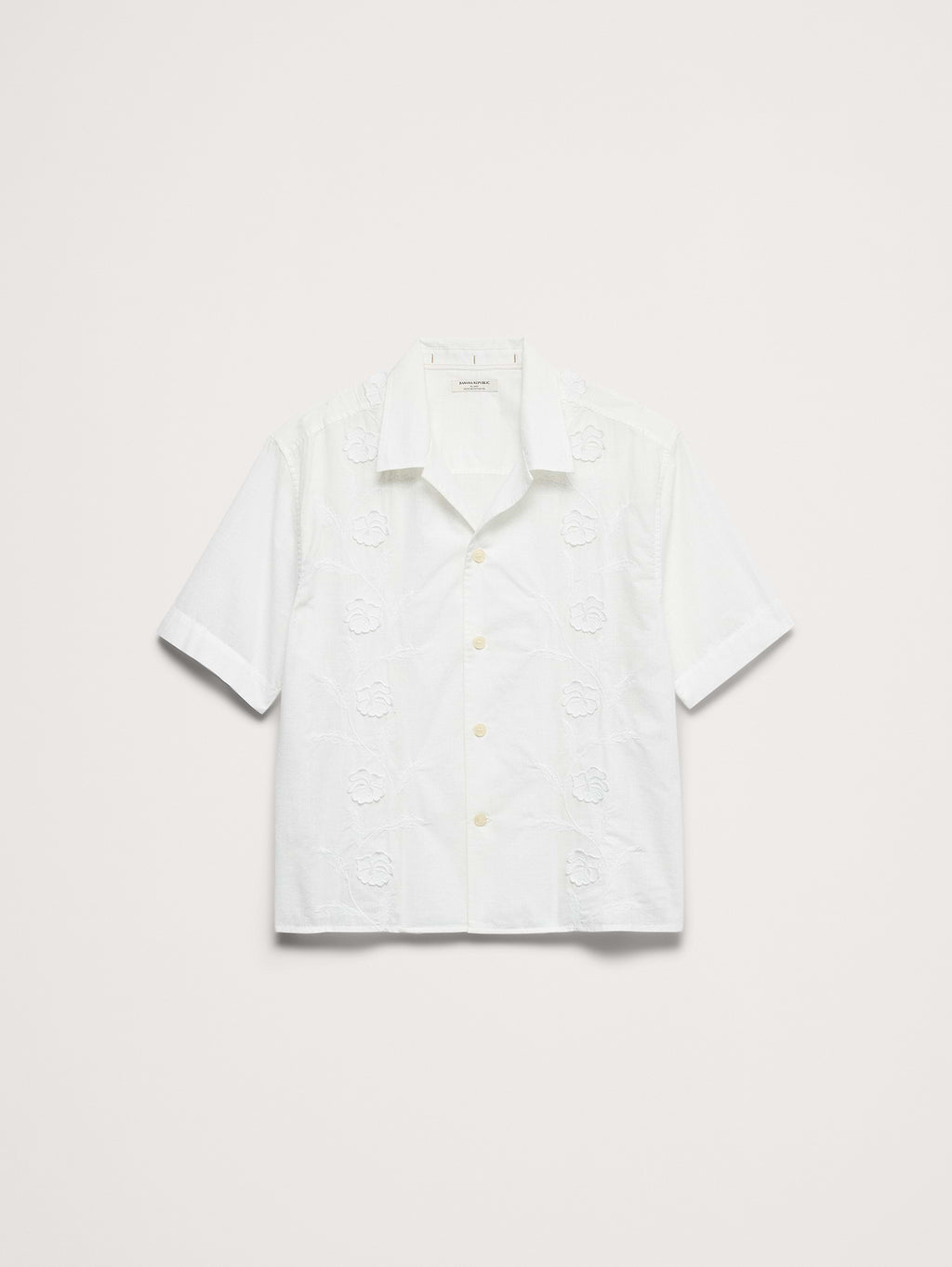 Relaxed-Fit Embroidered Cotton Resort Shirt - White