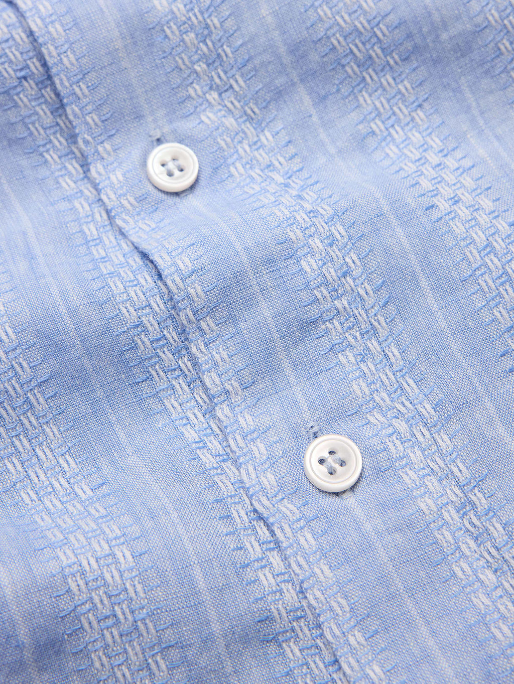 Standard-Fit Textured Linen-Cotton Shirt - Light Blue Texture