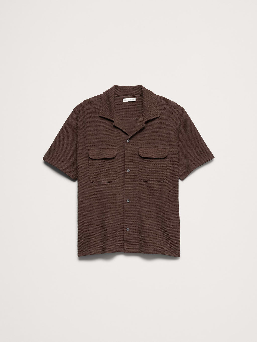 Textured Knit Resort Shirt - Mahogany Brown