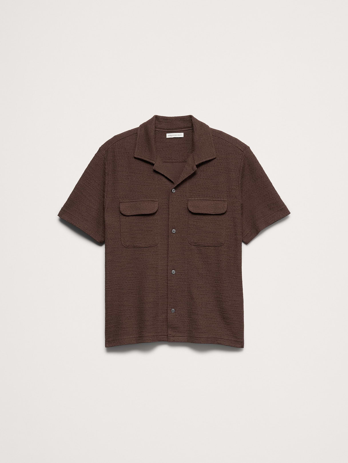 Textured Knit Resort Shirt - Mahogany Brown