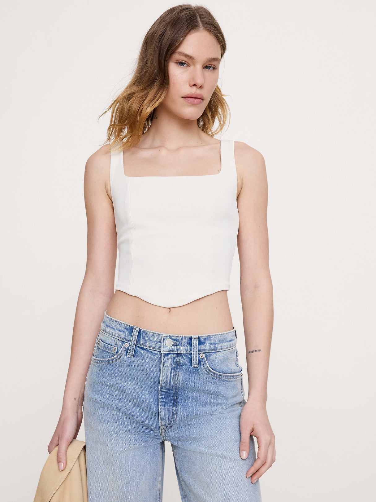 Sculpted-Stretch Corset Tank - Cream White