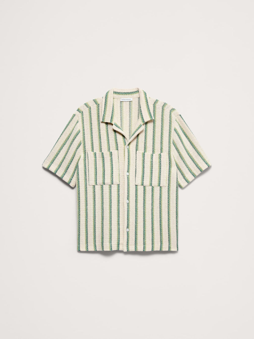 Stripe Knit Resort Shirt - Green Stripe