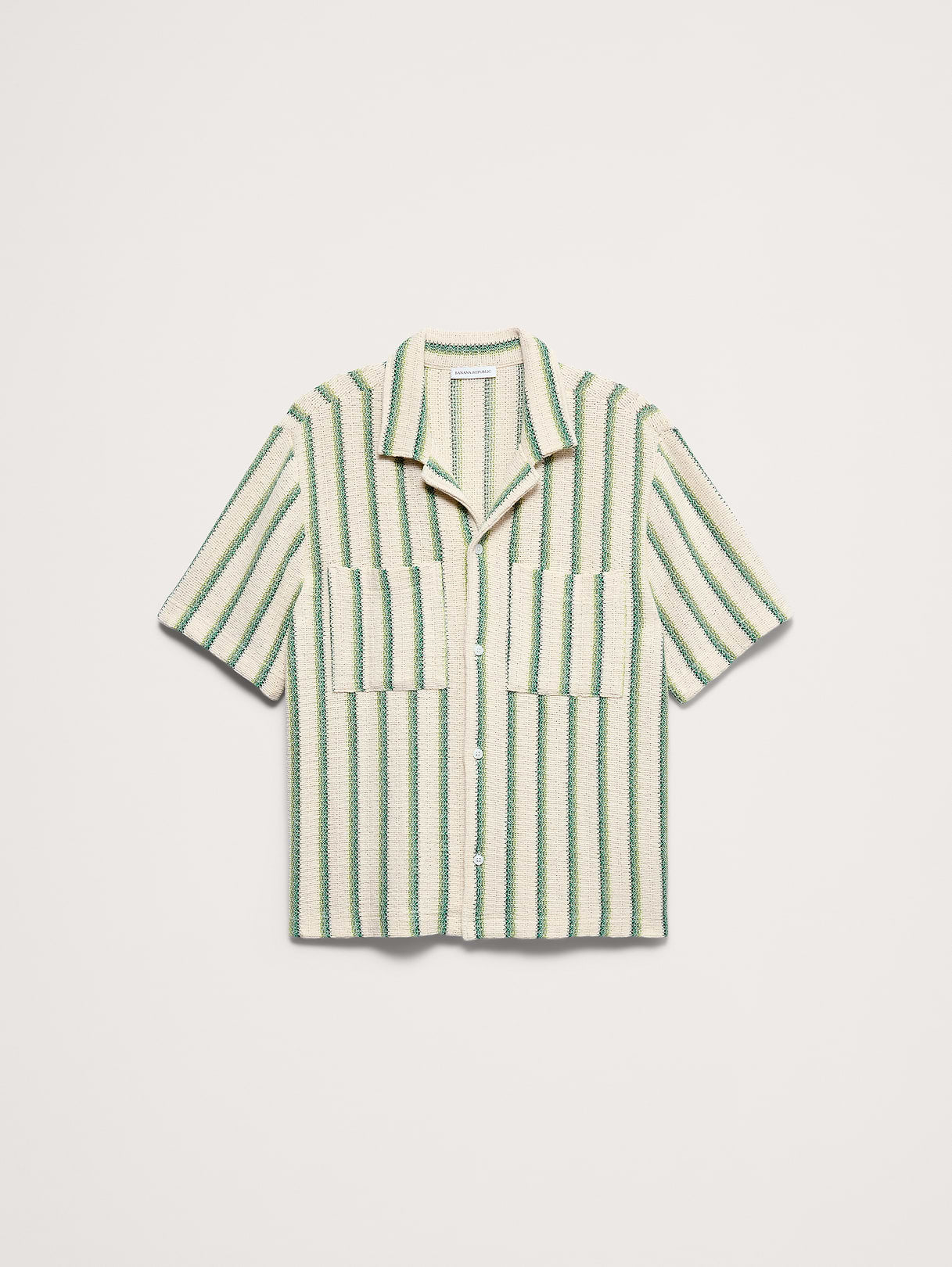 Stripe Knit Resort Shirt - Green Stripe