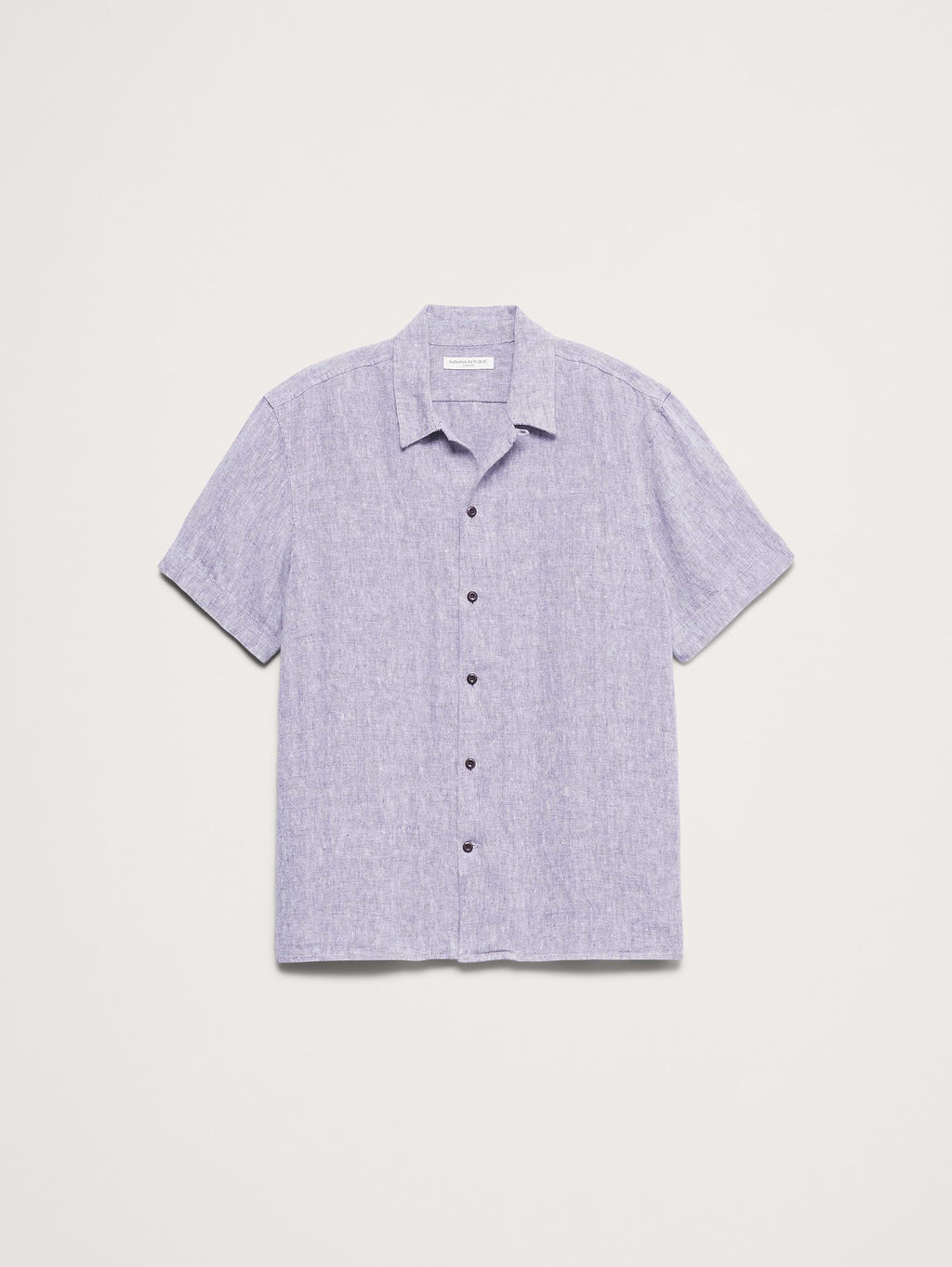 Standard-Fit Midweight Linen Resort Shirt - Light Purple