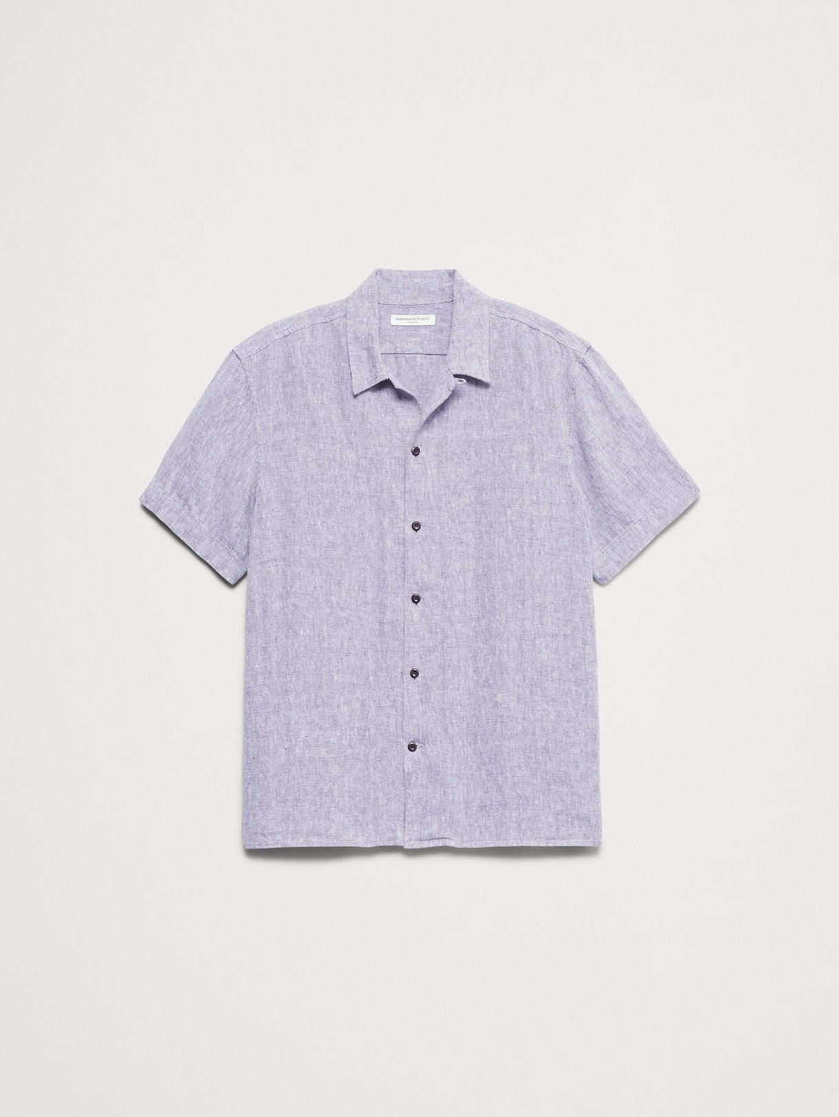 Standard-Fit Midweight Linen Resort Shirt - Light Purple