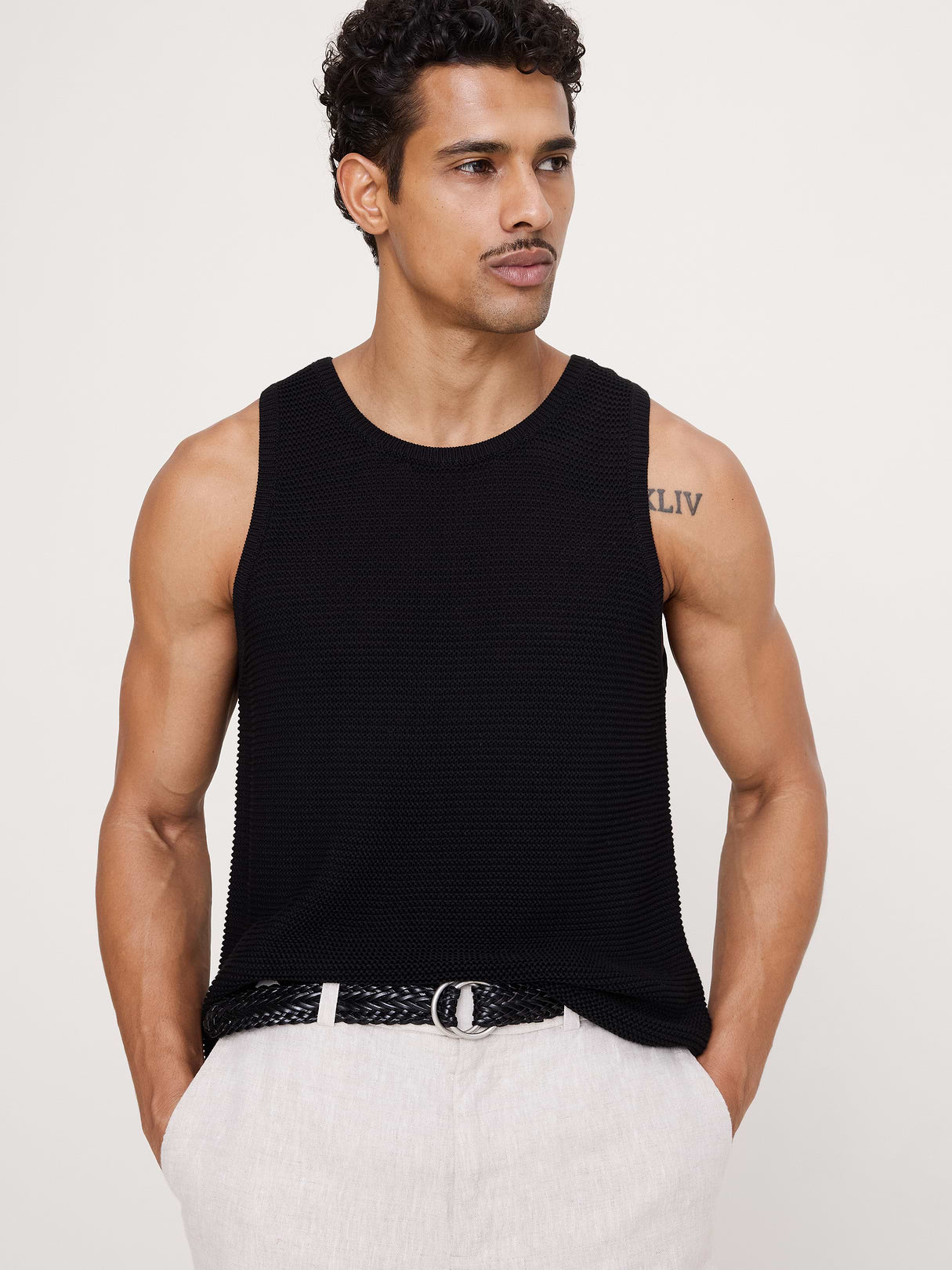 Cotton Sweater Tank - Black