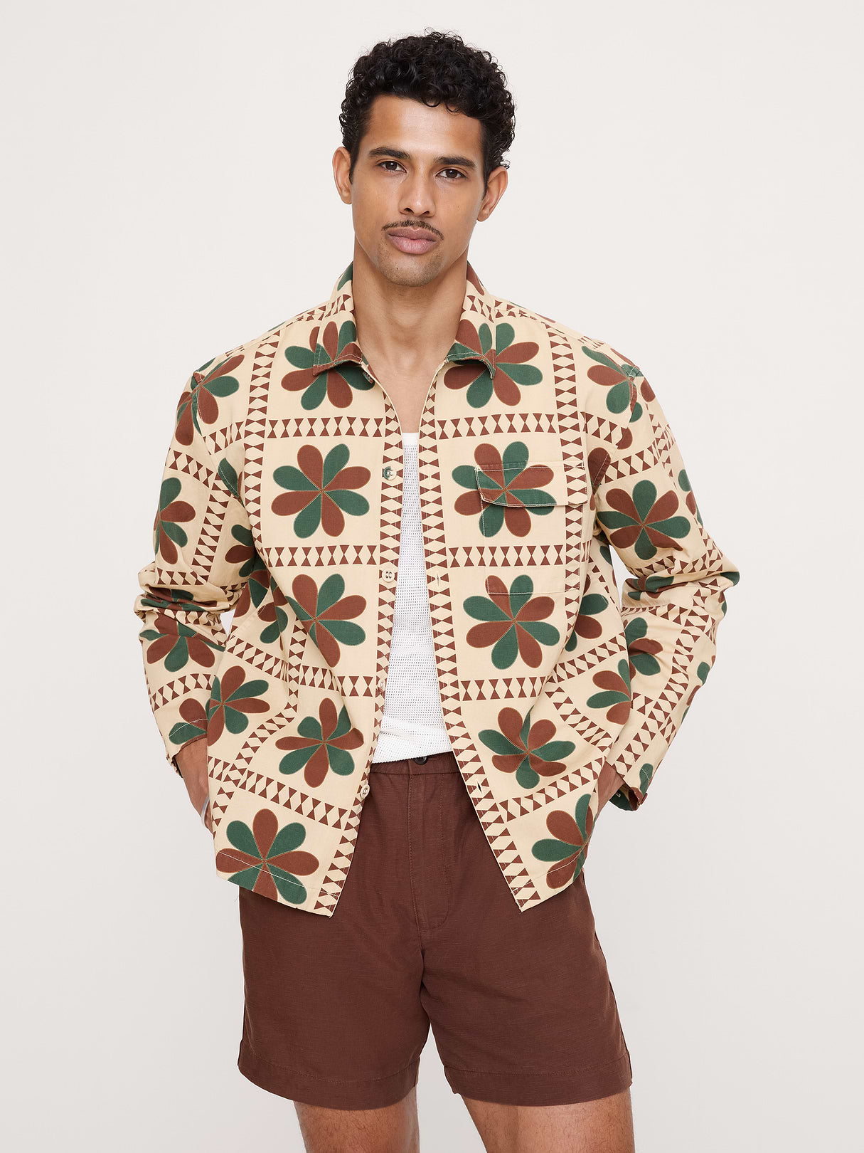 Relaxed-Fit Cotton-Linen Resort Shirt - Floral