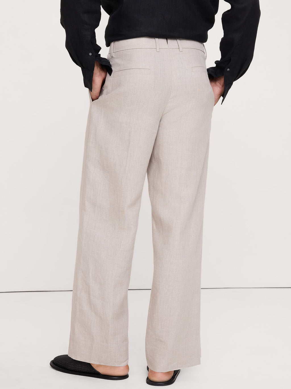 Loose Pleated Linen Dress Pant - Natural