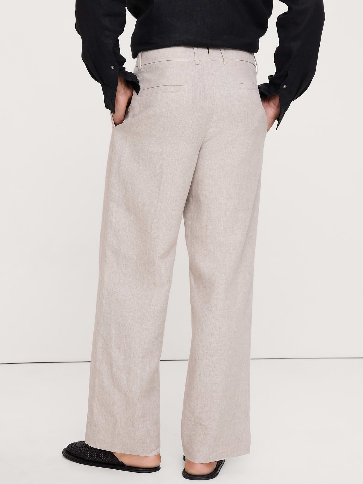 Loose Pleated Linen Dress Pant - Natural