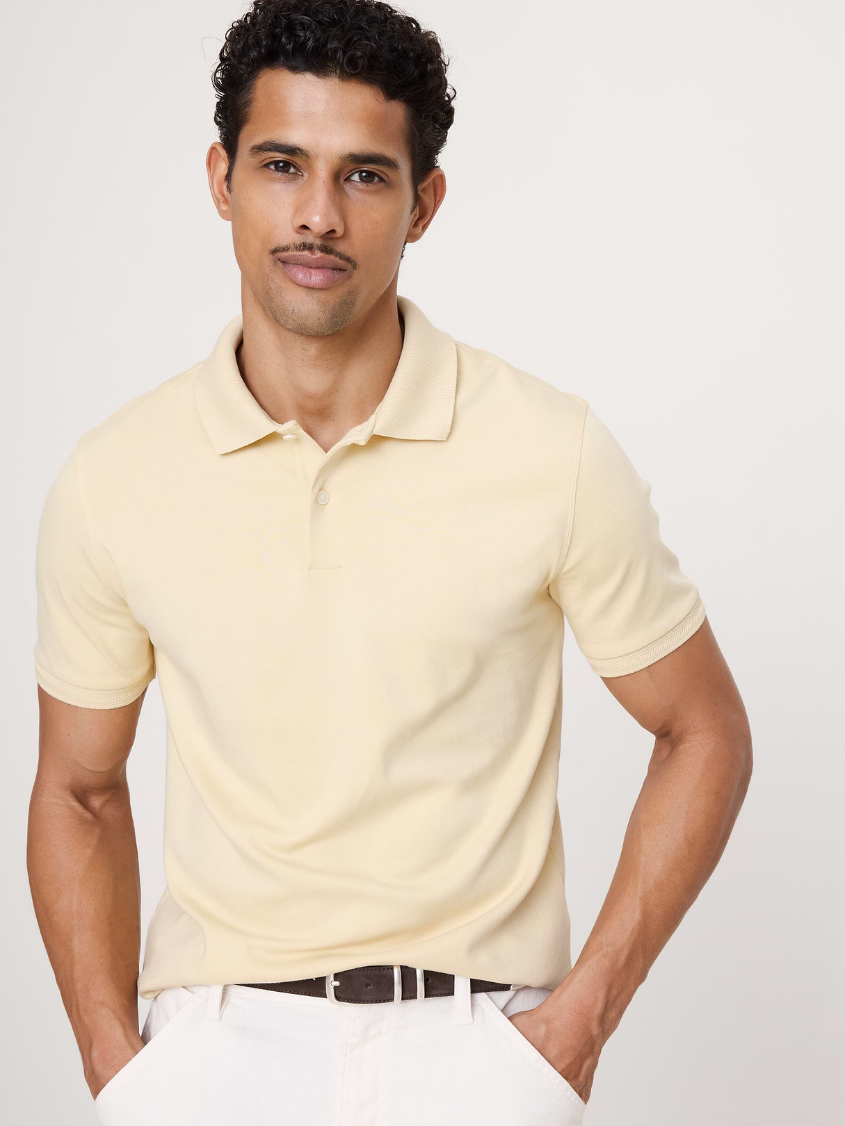 Luxury-Touch Polo - Pale Straw Yellow