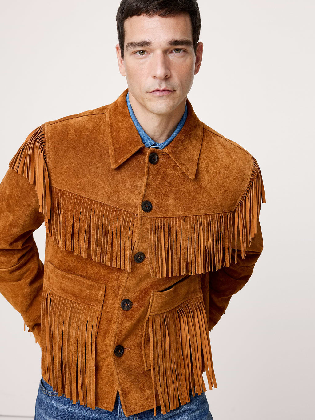 Suede Fringe Jacket - Cognac Brown