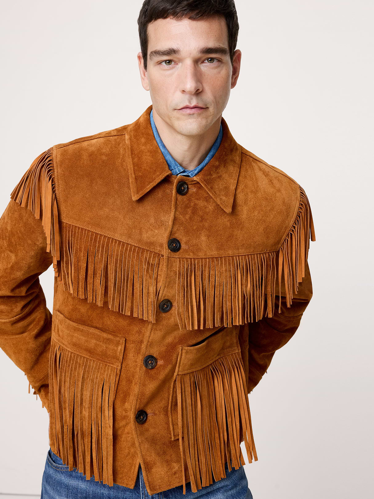 Suede Fringe Jacket - Cognac Brown